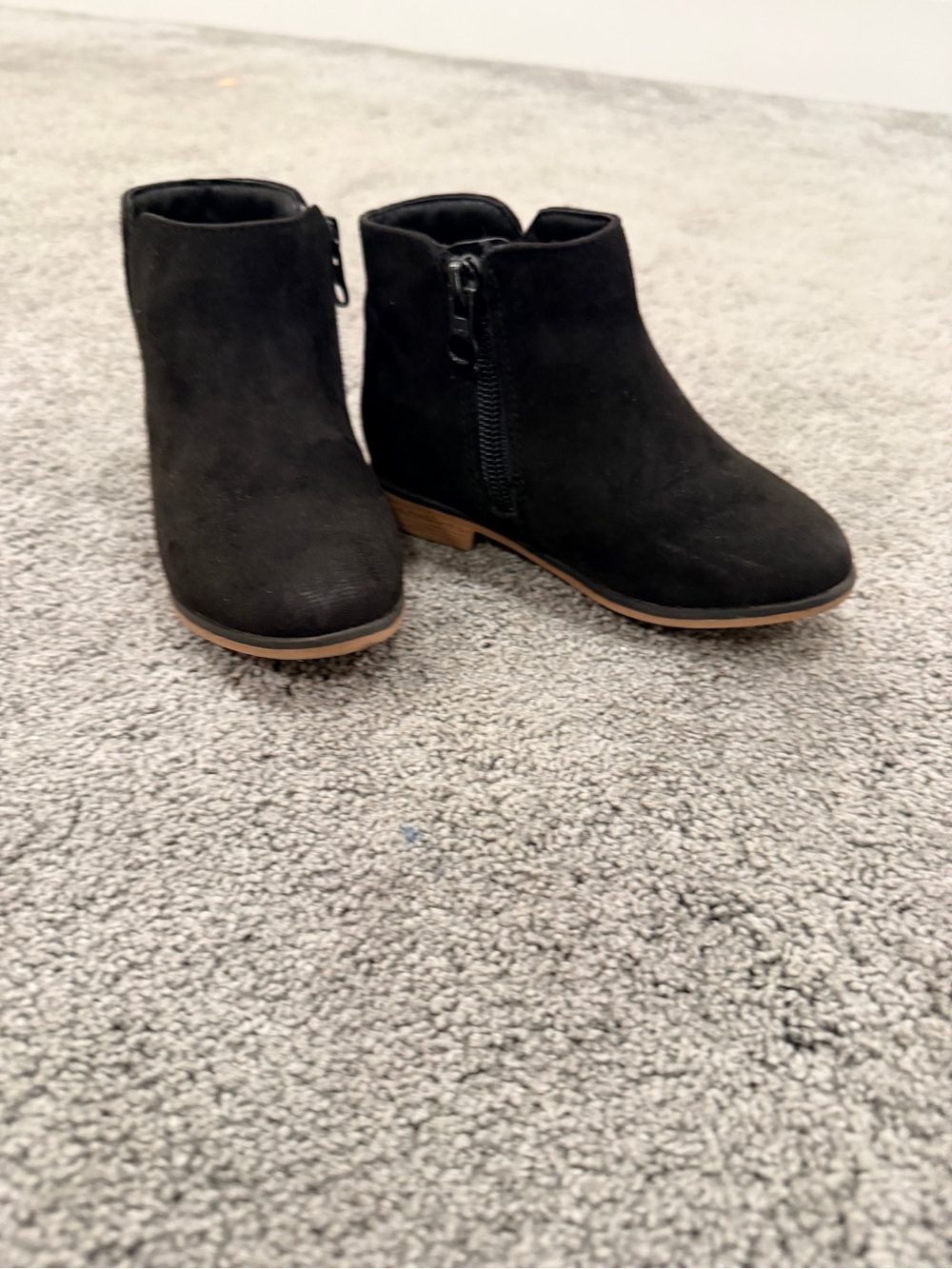 Cat & Jack Black Suede-Look Ankle Booties with Side Zip